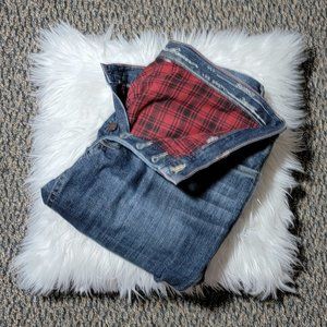 Eddie Bauer Red Flannel Lined Jeans Women's Size 14